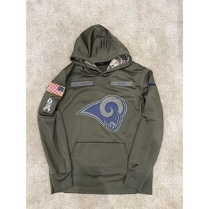 NFL Los Angeles Rams Salute To Service Hoodie Men SZ: M Army Green Used